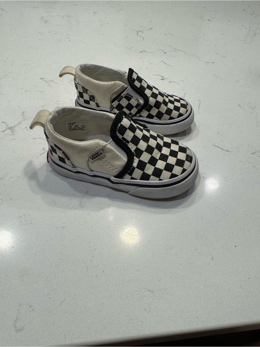 Vans Kids' Slip-On V sneakers black and white checkered Toddler size 5
